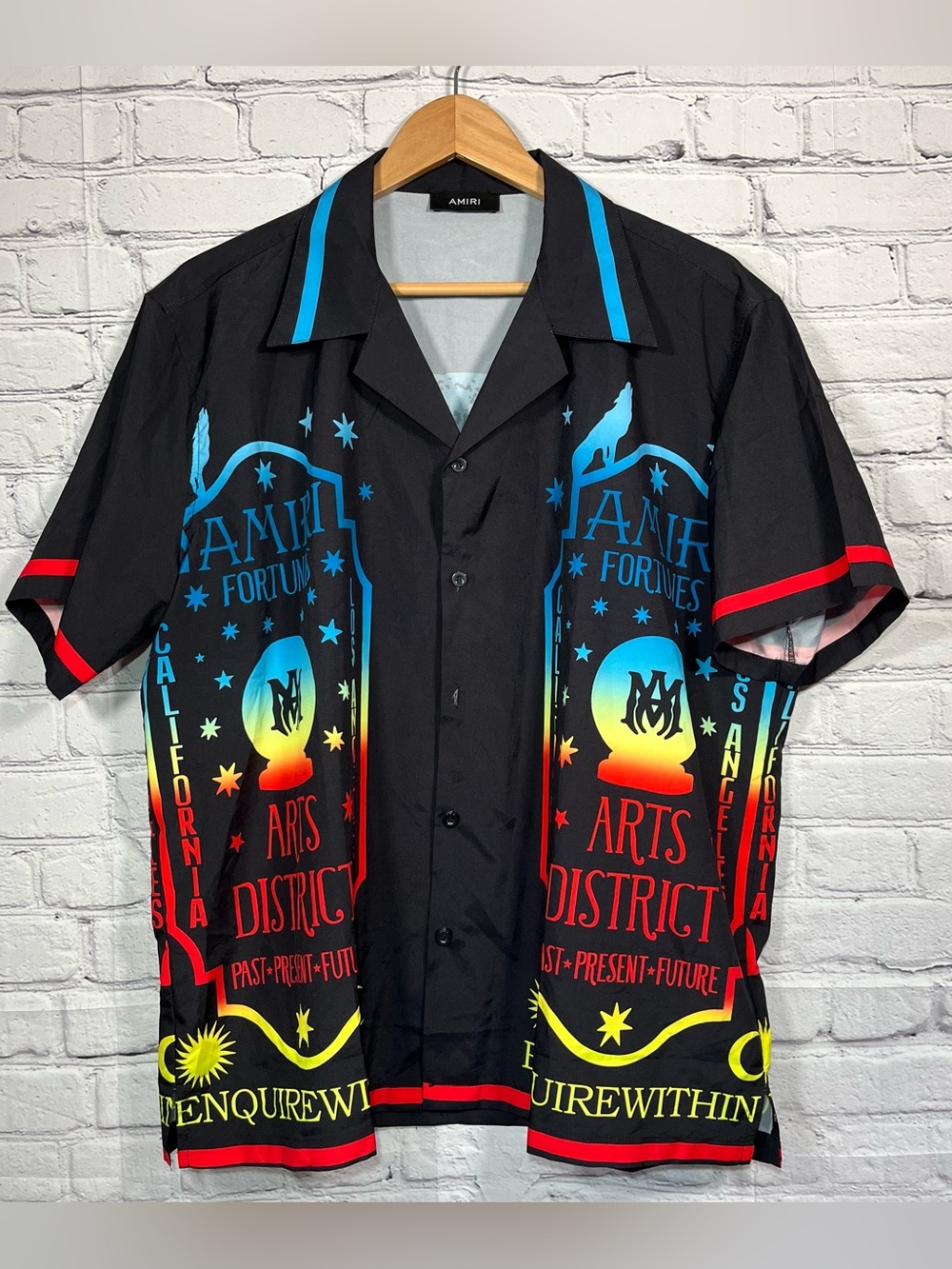 AMIRI Fortunes Art District Bowling Shirt Mens Size 3XL Double Sided Graphic